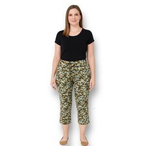 Style & Co 8P Multicolor Stretch Capri Pants Abstract Print Boho Side Slits Y2K